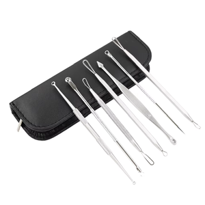 Kit de 7 Herramientas de Acero Inoxidable para Eliminar Puntos Negros y Acné Facial con Bolsa de PU - Product Image 1