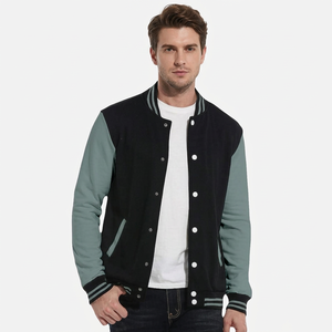 Veste varsity pour homme, hiver, color block, noir et vert, boutons pression, col montant, manches longues, logo sur le devant, polyester/coton, Bangladesh - Product Image 6