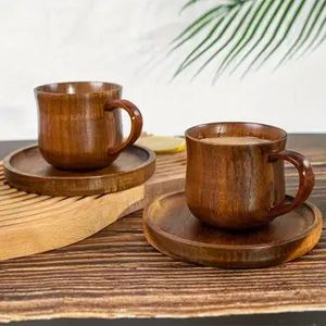 Hand Carved Wooden Beverage Cup Set Traditional Timber Drinkware Coffee <b>Tea</b> <b>Mug</b> Collection Rustic Kitchen Dining Accessories - Product Image 5