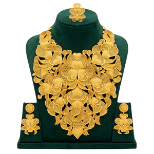 Juego de Collar de 4 Piezas de Latón y Cobre Chapado en Oro de 24K de Primera Calidad, Joyería para Mujer, Regalo para Compromiso, Festivales, Fiestas y Bodas - Product Image 3