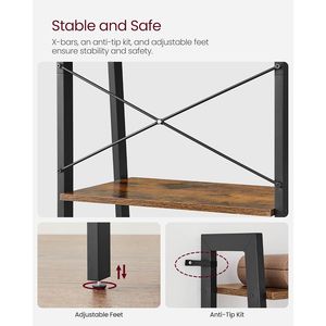Étagère à 4 niveaux avec structure en acier, style industriel, pour le salon, le bureau à domicile, la cuisine, la chambre - Product Image 4