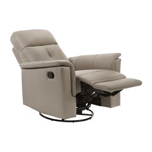 Poltrona Reclinabile Moderna in Pelle Latte con Movimento Girevole e Oscillante, Comoda per Soggiorno, 1 Pezzo - Product Image 4