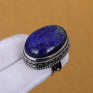 Anillo de Lapislázuli Hecho a Mano en Plata de Ley 925, Joyería Bohemia Vintage para Mujer, Venta al Por Mayor - Product Image 5