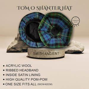 Chapeau écossais Smith Ancient Tartan Scottish Clan Tam o' Shanter avec pompon, bonnet en laine personnalisé, bonnet des Highlands - Product Image 2