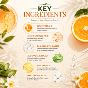 Private Label Vitamin C AHA BHA <b>Face</b> <b>Serum</b> with Hyaluronic Acid for Brightening and Exfoliating Skin Care - Product Image 3