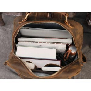 กระเป๋าเป้หนังวัวแท้กันน้ำ ป้องกันการโจรกรรม สไตล์วินเทจ สำหรับใส่แล็ปท็อป เหมาะสำหรับทำงานและเดินทาง รุ่น LBP-0406 - Product Image 2