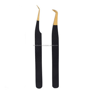 Pince à épiler professionnelle en acier inoxydable de ton or pour les femmes pointe pointue outils de maquillage de beauté incurvés pince d'épilation - Product Image 3