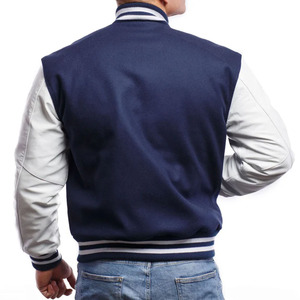 Veste de sport bleu marine pour homme avec manches blanches, logo de jeu de baseball brodé, style preppy, vêtement d'automne - Product Image 4