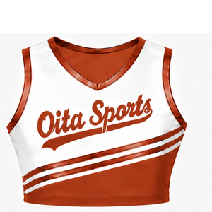 Camiseta Corta sin Mangas Color Naranja Quemado para Animadoras, Uniforme Personalizado para Equipo, Ropa Deportiva Transpirable - Product Image 1