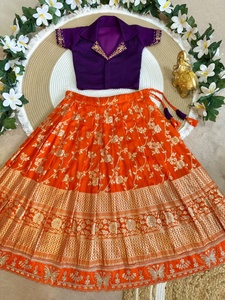 HENIXA CREATION HCRK-Royal Trio ชุดเดรสสำหรับสาวๆ สีเหลืองมัสตาร์ดสุดหรู งานปักหนาแน่น ผ้าไหมจอร์เจตต์ คุณภาพสูงแบบอินเดีย - Product Image 3