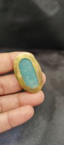 Nouvel Arrivage Cabochon rainuré en laiton Amazonite, Pierre précieuse en vrac aux vertus curatives exceptionnelles pour la fabrication de bijoux et la sertissage en clos - Product Image 5