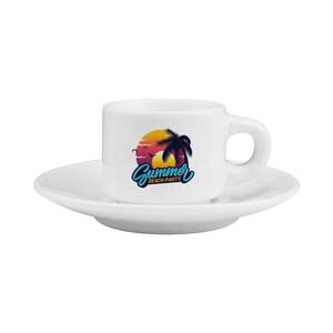 Tasse et soucoupe en céramique blanche avec conteneur à bijoux par sublimation de 77 ml - Product Image 2