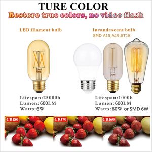 Lampadina LED Edison Dimmerabile AC120V 400lm 6W Equivalente, Bianco Caldo 2200K Ambra, Attacco E26 Tubolare T14 T45, Sostituzione per Lampadine LED da 60 Watt - Product Image 6