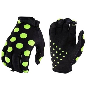 Guantes deportivos para bicicleta, color negro, verde, con lunares, transpirables, de poliéster, hasta la muñeca, para ciclismo - Product Image 6