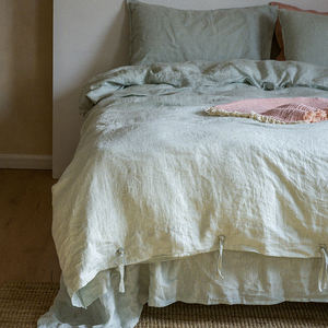Juego de Ropa de Cama de Lino Jacquard Estampado Simple, 3 Piezas, Transpirable, 400 Hilos, Ecológico, Resistente al Agua, de Doble Cara, Estilo Moderno - Product Image 4