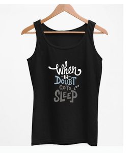 Camiseta sin Mangas Negra para Mujer con Estampado 'Cuando Dudas, Ve a Dormir', Cuello Redondo, Estilo Casual, Tejido de Punto 100% Algodón - Product Image 5