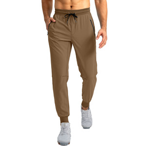 Custom Men's <b>Trousers</b> Solid Pattern Breathable Polyester/Cotton High Waist Regular Fit Casual Fitness Gym <b>Split</b> Hem Men's Pants - Product Image 2