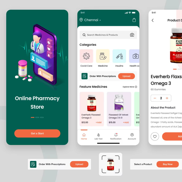 Royalcraft Enterprise Pharmacy Delivery Hybrid Mobile App Development Android MAC Linux Medicine Catalog Online Orders