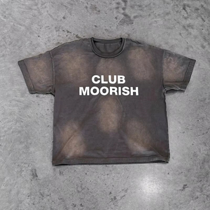เสื้อยืดทรงบ็อกซี่แขนสั้นผ้าคอตตอน 100% หนัก 300 กรัม สไตล์วินเทจซัมเมอร์ ทรงโอเวอร์ไซส์ สีพื้น ซันเฟดด์ แอซิดวอช สำหรับผู้ชาย - Product Image 3