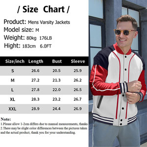 OEM/ODM Men's <b>Lightweight</b> <b>Long</b> Sleeve Varsity Baseball Letterman Winter <b>Coat</b> Bomber Jacket High Street Style Front Logo Position - Product Image 3