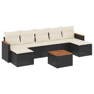 Ensemble de canapés de jardin noir et crème, en rotin PE résistant à l'eau, design contemporain, meubles d'extérieur - Product Image 4
