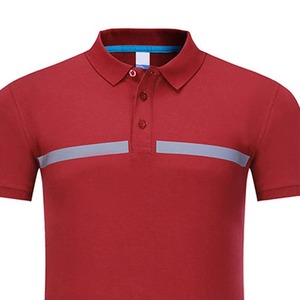 เสื้อโปโลโพลีเอสเตอร์สีแดงสำหรับผู้ชาย พร้อมแถบสะท้อนแสง ระบายอากาศได้ดี เหมาะสำหรับงานแฟชั่นและเครื่องแบบ - Product Image 2