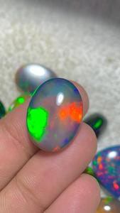 Opale d'Éthiopie naturelle, cabochon plat, taille ovale, pierre précieuse en vrac, opale de feu multicolore pour la fabrication de bijoux - Product Image 3