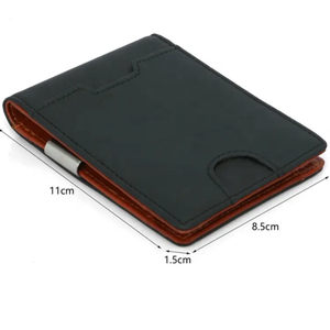 Cartera de Cuero Genuino para Hombre con Cierre Plegable y Forro de Poliéster, Diseño Delgado y Resistente para Bolsillo Frontal, Ranuras Exteriores para Tarjetas - Product Image 2