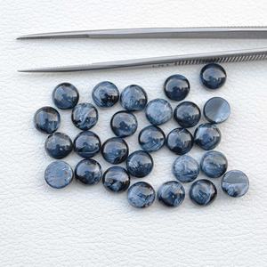 พลอยพีเทอร์ไซต์สีน้ำเงินธรรมชาติ AAA ขนาด 6 มม. ทรงกลมแบบคาโบชอง คุณภาพดีที่สุด ได้รับการรับรอง  แบบหลวม ด้านหลังแบน จากผู้ผลิต - Product Image 4