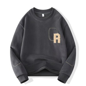 เสื้อสเวตเชิ้ตคอกลมสีน้ำตาลทรงโอเวอร์ไซส์ ปักตัวอักษร R แบบยูนิเซ็กส์ สวมใส่สบาย ผลิตจากผ้าฝ้ายถัก เหมาะสำหรับใส่ในฤดูใบไม้ร่วง - Product Image 5