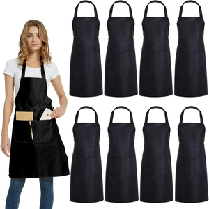Tablier unisexe en coton avec poche, largeur 65 cm, longueur 70 cm, manches courtes, fermeture à boutons-pression, bretelles réglables pour restaurant et bar - Product Image 6