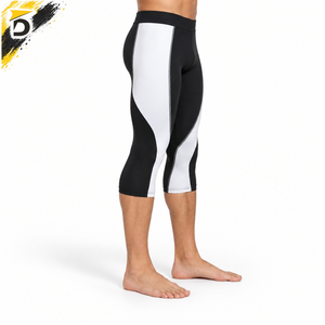 Men <b>Capri</b> <b>Leggings</b> Compression Quick Dry Breathable Anti-Bacterial Elastic Waist Athletic Training Exercise - Product Image 3