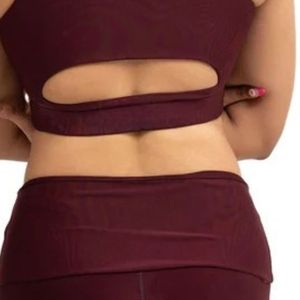 เสื้อกล้ามครอปซิปหน้าสีเบอร์กันดีสำหรับผู้หญิง เสื้อชั้นในกีฬาแบบไม่มีแขน สำหรับออกกำลังกาย โยคะ ฟิตเนส ชุดออกกำลังกายลำลอง - Product Image 5