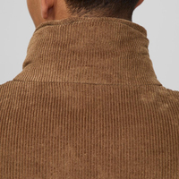 Blouson matelassé en velours côtelé pour homme, col montant, fermeture éclair, épais, hiver, décontracté, coupe ample, couleur unie, rembourrage en polyester