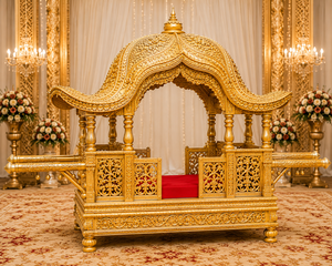 รถเข็นแต่งงานลายแกะสลัก Golden Swan Palanquin Maharani สำหรับงานแต่งงานในสหรัฐอเมริกา รุ่นใหม่ น้ำหนักเบา ทำจากโลหะ ขนาดปรับแต่งได้ - Product Image 6