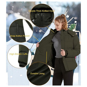 เสื้อแจ็คเก็ตผู้หญิงแบบหนาบุใยสังเคราะห์สำหรับฤดูหนาว พร้อมฮู้ดถอดได้ มีไซส์มาตรฐานและไซส์พลัส เสื้อคลุมกันหนาวแบบหนา - Product Image 4