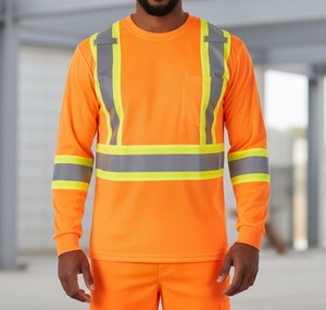 Custom High Visibility Reflective <b>Safety</b> Shirt with Silver <b>Tape</b> for Construction and Industrial Workers - Product Image 4