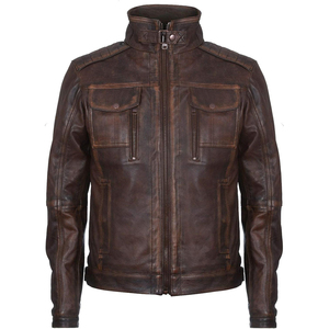 Chaquetas de Cuero Sintético para Hombre, Estilo Motero Vintage, con Cuello Alto y Capucha, de la Mejor Calidad para Otoño, Venta al Por Mayor ODM, Nueva Moda 2026 - Product Image 1