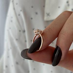2 Carat Oval E VVS2 Lab Grown Diamond <b>Thin</b> Engagement <b>Ring</b> , Low Set Minimalist Solitaire <b>Ring</b> in 14k Rose Gold , IGI Certified - Product Image 5