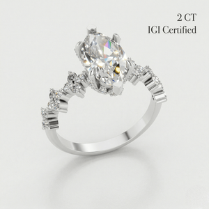 Anillo de Diamante Cultivado en Laboratorio con Certificado IGI de 2 Quilates, Corte Marquesa, Anillo de Compromiso y Boda, Oro de 9K, 14K, 18K, Joyería Fina para Mujer - Product Image 1