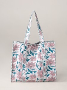 OEM Assorted Floral Quilted Cotton Tote <b>Bag</b> - Eco-Friendly Boho <b>Reusable</b> Shopper Handbag - Product Image 1