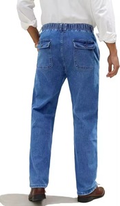 Jean en denim extensible tricoté pour homme, grande taille, coupe droite, style urbain, délavé léger, tendance, durable, décontracté, pour le printemps - Product Image 3