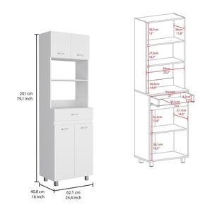Mobile da Cucina Bianco Caribe con Quattro Gambe, Doppia Anta, Un Cassetto e Un Ripiano - Soluzione per la Conservazione del Microonde - Product Image 3