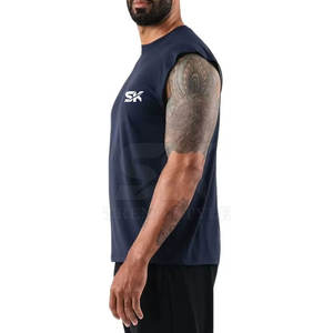 T-shirts sans manches unis confortables en tissu personnalisé, coupe ajustée, vêtements - Product Image 2