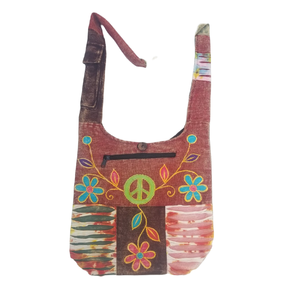 Bolso de Hombro Estilo Bohemio de Algodón con Decoración Floral, Cierre de Cremallera, Correa Cruzada, Capacidad 3L+ - Product Image 3