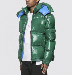 Blouson de moto pour homme en cuir véritable vert, écologique, avec doublure bleue en polyester, rembourré, coupe-vent, décontracté - Product Image 2