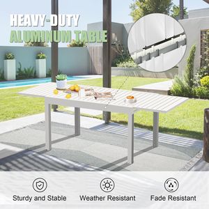 Adjustable Aluminum Patio <b>Dining</b> <b>Table</b> 35\" 71\" <b>Extendable</b> for Indoor & <b>Outdoor</b> Use E-Coating 4-6 Person Garden <b>Dining</b> - Product Image 3