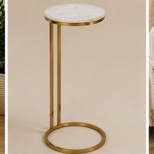 Modern Round Marble Top Coffee <b>Table</b> with <b>Gold</b> Brass Frame Living Room Furniture Decorative <b>Side</b> <b>Table</b> - Product Image 5