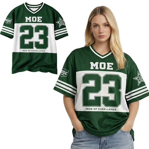 Maillot de football américain personnalisé vert et blanc en mesh avec numéros sublimés, manches rayées, coupe ajustée, vente en gros OEM - Product Image 1