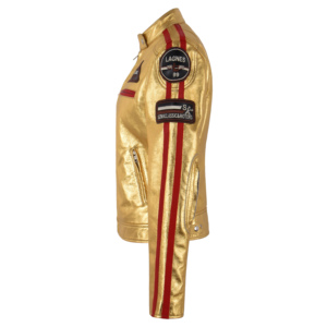 Veste de moto pour femme en cuir d'agneau véritable Sizma 100% personnalisée, fermeture éclair YKK or/argent, logo personnalisé, marque privée - Product Image 6